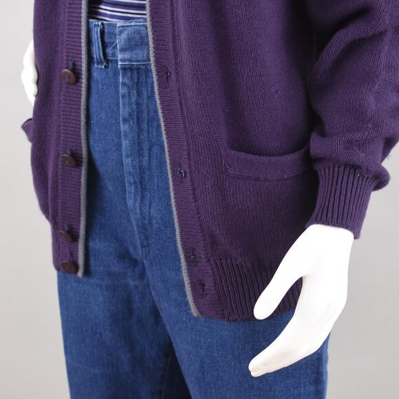 Vintage Purple Knit Cardigan with Pockets Men's Small - Picture 8 of 10